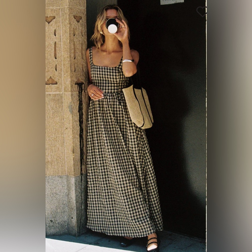 CARTMEL CHECK MAXI DRESS BLACK / CREAM